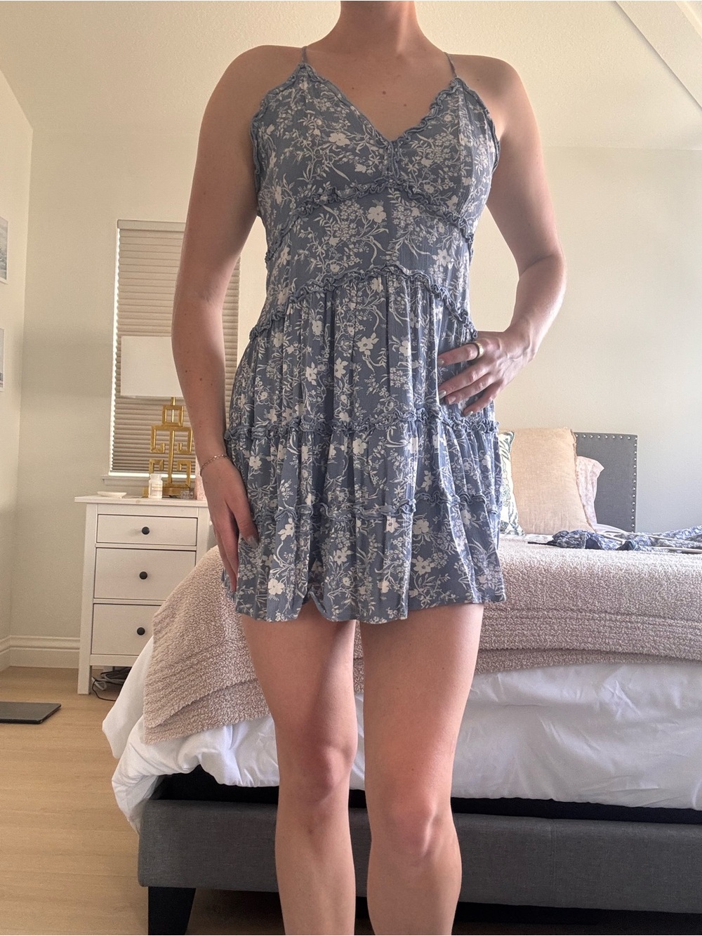 Love Tree Dusty Blue Floral Sundress